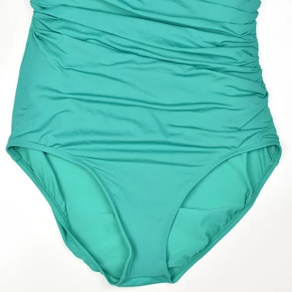 Jantzen Solid Shirred Wrap One Piece Swimsuit - 12 - Picture 3 of 6